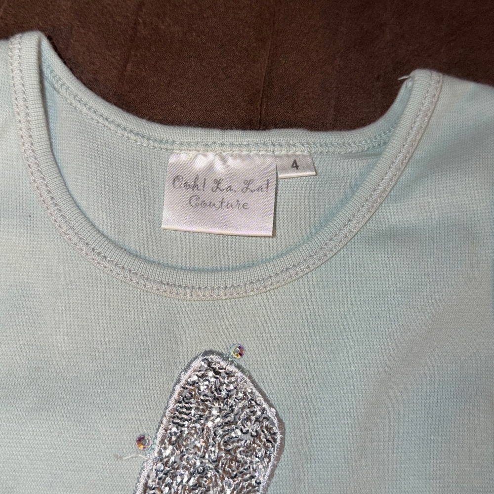 Ooh! La, La! Couture Blue “Cinderella” Dress with Silver Shoe  Detail - size 4 - Picture 3 of 7